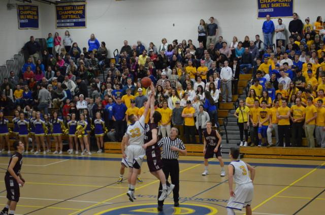 Eric McCord wins the tip against AB's Mitchell Doherty.