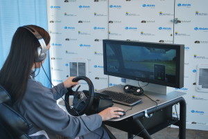 Anna tests out simulator