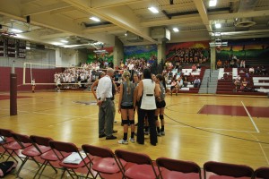 The team takes a timeout as the game begins to get out of hand.