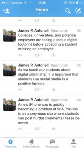 Antonelli's tweets pertaining to the use of social media.