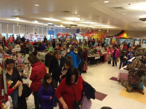 The cafeteria during the Holiday Bazaar 