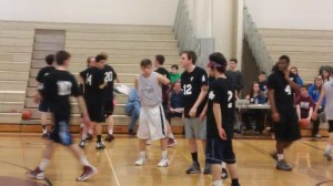 The Boys' rec ball all-star team confronting after a substitution