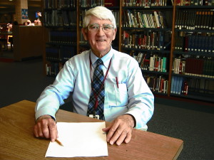 Clark in the library. 