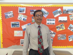 Aleman in his classroom.
